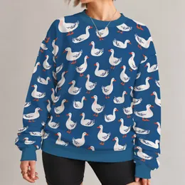 Playful White Duck Motif for Spring Outings, Casual Weekends and Everyday Country Style All-over Print Knitted Sweater