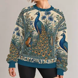Peacock Tapestry and Woodland Creatures for Artful Everyday Wear and Vintage Style Lovers All-over Print Knitted Sweater