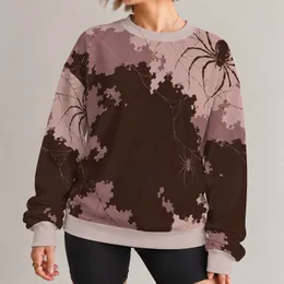 Dark Brown Spiderweb Motif for Autumn Streetwear and Everyday Casual Outfits Unisex All-over Print Knitted Sweater
