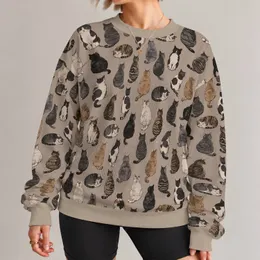 Scattered Cat Motifs for Cozy Weekends and Everyday Feline-Lover Style All-over Print Knitted Sweater