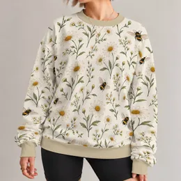 Wildflower Bees and Daisies for Sunny Spring Garden Days and Nature-Loving Women All-over Print Knitted Sweater
