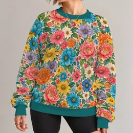 Colorful Crochet-Style Floral Blooms for Everyday Outings and Creative Casual Looks All-over Print Knitted Sweater