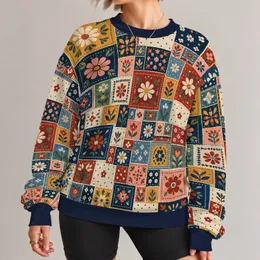Colorful Folk Floral Patchwork for Creative Everyday Style and Cozy Weekend Wear All-over Print Knitted Sweater