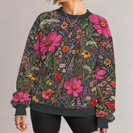 Vibrant Wildflower Meadow for Everyday Outings and Relaxed Casual Style All-over Print Knitted Sweater
