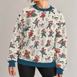 Vintage Children Snowballing and Sledding for Cozy Christmas Holiday Gatherings All-over Print Knitted Sweater