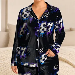 Boys Youth Soccer 67 Night Glow Street Style for Game Day, Practice, and Every Day Satin Pajamas Set