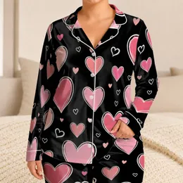 Blush Heart Repeat For Cozy Bedtime Gifts And Valentine Nights For Her At Home Year-Round Satin Pajamas Set