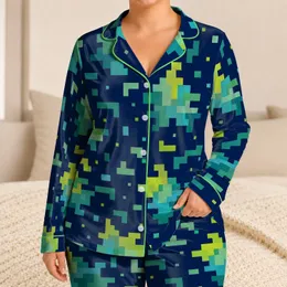 Retro Pixel Mosaic Bedtime Outfit For Cozy Lounging And Gifts For Boys At Home Satin Pajamas Set
