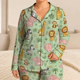 Pastel Safari Animal Nursery Bedtime Outfit for Cozy Nights and Lounge Wear for Kids Satin Pajamas Set
