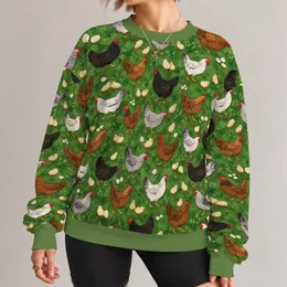 Colorful Farmyard Hens And Chicks For Cozy Autumn Country Living All-over Print Knitted Sweater