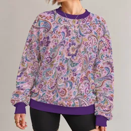 Lavender Floral Paisley Motifs for Cozy Autumn Outings and Colorful Everyday Style All-over Print Knitted Sweater