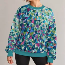 Teal Triangle Mosaic for Creative Autumn Outfits and Colorful Everyday Style All-over Print Knitted Sweater