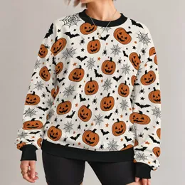 Pumpkin Bat Spiderweb Halloween Motifs for Spooky Autumn Celebrations All-over Print Knitted Sweater
