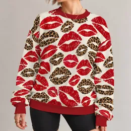 Red Lip Kisses And Leopard Spots For Bold Autumn Outfits And Confident Everyday Style All-over Print Knitted Sweater