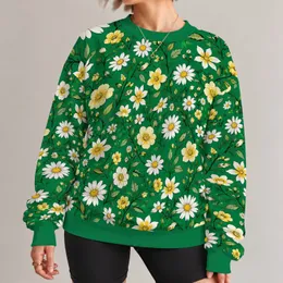 Emerald Green Wildflower Blooms for Garden Walks and Relaxed Everyday Style All-over Print Knitted Sweater