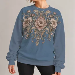 Vintage Baroque Florals for Elegant Autumn Outings and Everyday Bohemian Style for Women All-over Print Knitted Sweater