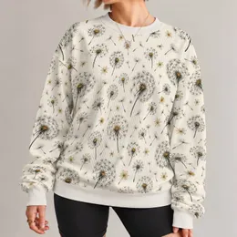 Golden Dandelion Botanicals for Artful Autumn Outings and Relaxed Everyday Style All-over Print Knitted Sweater