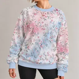 Pink Blue Floral Botanical Sweater Look for Spring Days and Everyday Wear All-over Print Knitted Sweater
