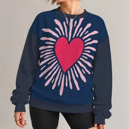 Radiant Pink Heart with Sunburst Rays for Everyday Romantic Casual Style and Gift Giving All-over Print Knitted Sweater