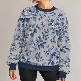 Ink Blue Floral Botanicals for Elegant Everyday Style and Spring Outings All-over Print Knitted Sweater