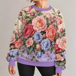 Pink and Blue Rose Garden for Romantic Spring Style and Everyday Floral Lovers All-over Print Knitted Sweater