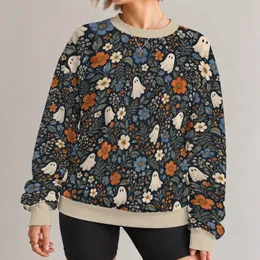 Whimsical Ghosts and Wildflowers for Cozy Autumn Outings and Everyday Casual Style Lovers All-over Print Knitted Sweater