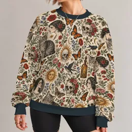 Vintage Skulls, Roses And Butterflies For Autumn Festival Style And Bohemian Wardrobes All-over Print Knitted Sweater