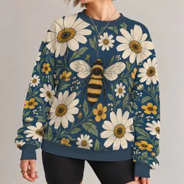 Bee And Daisy Folk Floral Motif For Relaxed Boho Casual Wear And Nature Lovers All-over Print Knitted Sweater