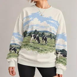 Black And White Cow Pasture Scene For Relaxed Country Weekends And Everyday Rural Style All-over Print Knitted Sweater