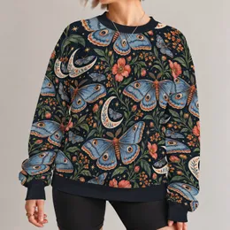 Blue Moths, Crescent Moons And Wildflowers For Whimsical Nature Lovers All-over Print Knitted Sweater