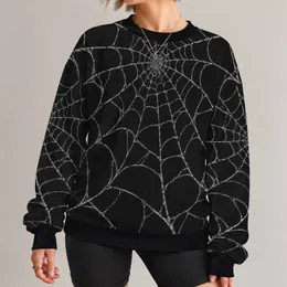 Monochrome Spiderweb Motif for Dark Autumn Streetwear and Everyday Layering All-over Print Knitted Sweater