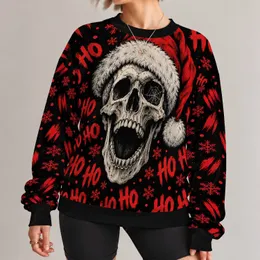 Santa Hat Skull and Snowflakes for Festive Holiday Parties and Seasonal Celebrations All-over Print Knitted Sweater