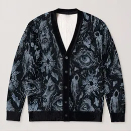 Horror Manga Eyes And Monsters For Spooky Everyday Layering Teen Style All-over Print Knitted Cardigan