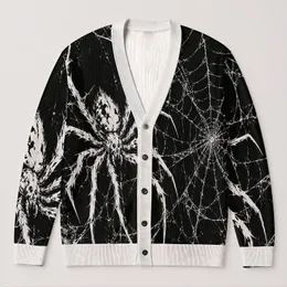 Gothic Spider And Spiderwebs For Halloween Nights And Dark Autumn Everyday Style All-over Print Knitted Cardigan