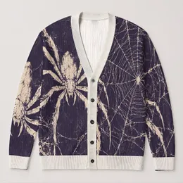 Large Spiderweb Halloween Style for Spooky Fall Outings and Teen Everyday Wear All-over Print Knitted Cardigan