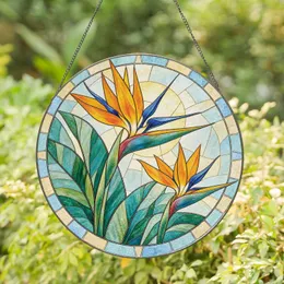 Bird of Paradise Blooms for Tropical Summer Garden and Bright Coastal Home Accents Stained Glass Suncatcher