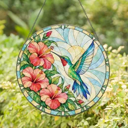 Vibrant Hummingbird and Hibiscus Gift for Garden Lovers and Nature-Inspired Homes Stained Glass Suncatcher