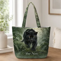 Mysterious Black Panther in Misty Jungle for Nature Lovers and Everyday Adventures Quilted Tote Bag