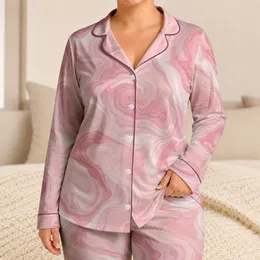 Blush Pink Marble Lounge Set For Cozy Evenings And Relaxed Weekends At Home For Women Satin Pajamas Set