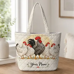 Farmhouse Chicken Hen Flock for Rustic Laundry Days and Country Home Lovers Quilted Tote Bag