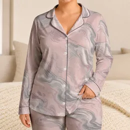 Powder Blush Marble for Cozy Nights, Home Relaxing, and Everyday Gifting for Women Satin Pajamas Set