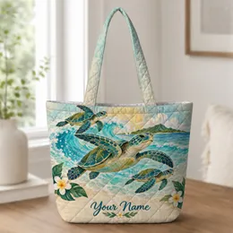 Sea Turtle Tropical Ocean Scene for Coastal Beach Lovers and Summer Escapes Quilted Tote Bag