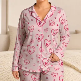 Raspberry Heart Motif Soft Blush Lounge Set for Cozy Holidays and Romantic Gifting Satin Pajamas Set