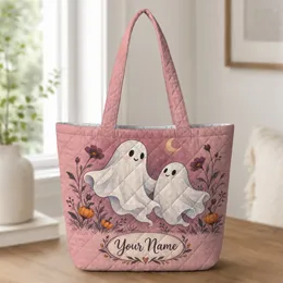 Friendly Ghosts in a Moonlit Garden for Halloween Parties and Autumn Celebrations Quilted Tote Bag