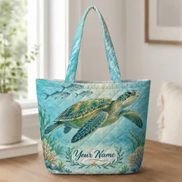 Sea Turtle Ocean Scene for Summer Beach Days and Coastal Nature Lovers and Sea Life Fans Quilted Tote Bag