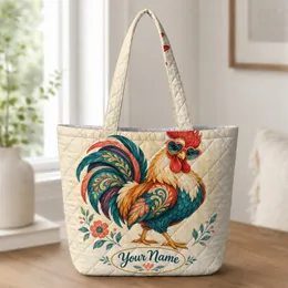 Colorful Rooster With Heart Sunglasses for Summer Travel and Birthday Gifts for Her Quilted Tote Bag