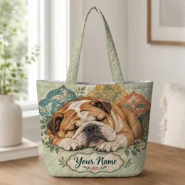 Sleeping English Bulldog Scene for Cozy Pet Lover Gifts and Everyday Style for Her Quilted Tote Bag