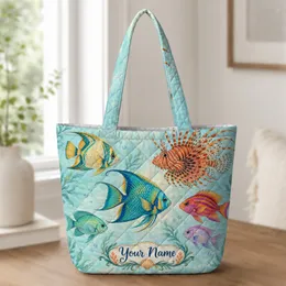 Colorful Tropical Fish Ocean Scene for Coastal Summer Getaways and Seaside Lovers Quilted Tote Bag