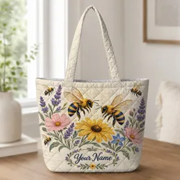 Honey Bees And Wildflowers For Garden Lovers, Birthday Gift For Nature-Loving Women Quilted Tote Bag