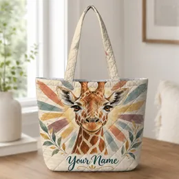 Colorful Giraffe Portrait for Nature Lovers, Birthdays and Everyday Adventures and Gifts Quilted Tote Bag